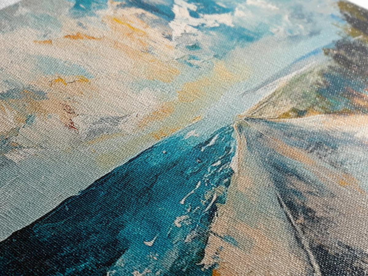 Coastal Highway Canvas Print, Ocean Road Painting, Scenic Landscape Wall Art, Travel Decor, Abstract Artwork, Office Wall Art