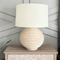 Weathered Cream Round Table Lamp