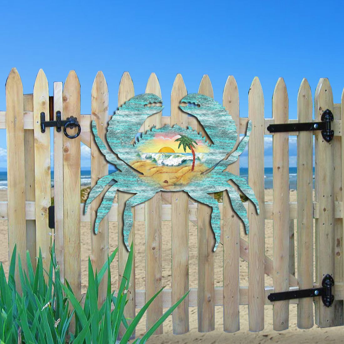 Crab Coastal Waves Door Decor by G. DeBrekht - Coastal Holiday Decor - 8198511H